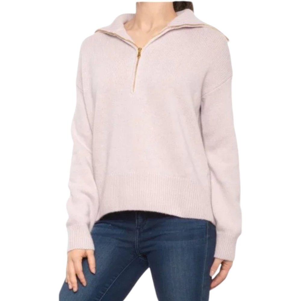Bartolini Knit 1/4 Zip Wool Cashmere Blend Sweater In Lilac Size Small